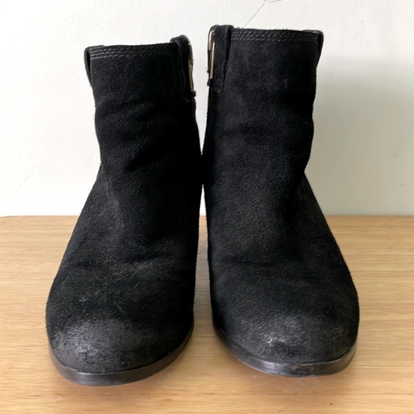 Sam Edelman Distress Black Suede Heeled Booties, Size 8 - Picture 6 of 16